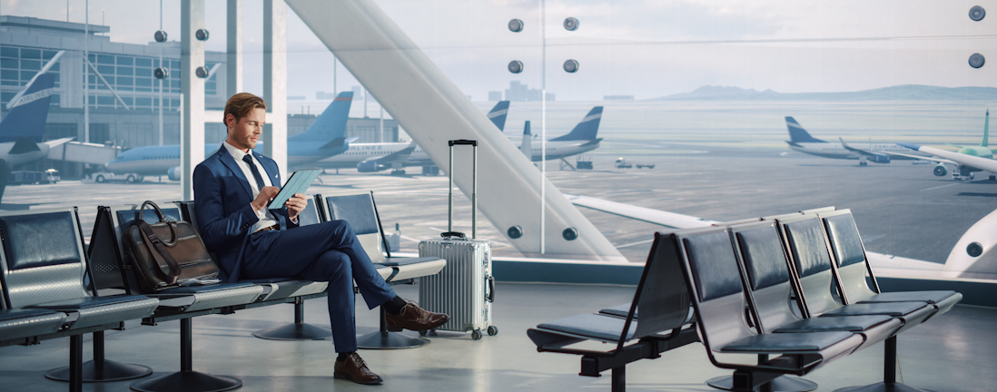 businessperson in an airport