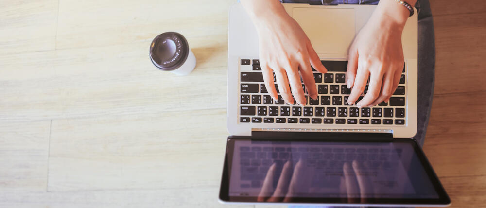 work laptop and coffee